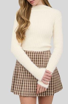 Blu Pepper Mock Neck Crop Sweater in Cream at Nordstrom Rack, Size Medium