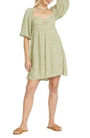 Billabong Ray of Sun Floral Puff Sleeve Dress in Avocado at Nordstrom Rack, Size Xx-Large