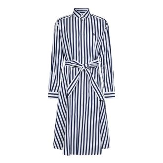 Polo Ralph Lauren Shirt Dresses, female, Blue, Size: 2XL Blue Striped Dress with Waist Belt
