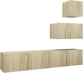 vidaXL 4 Piece tv Cabinet Set Sonoma Oak Engineered Wood Vidaxl