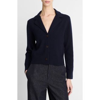Vince Notch Lapel V-Neck Wool Blend Cardigan in Coastal at Nordstrom Rack, Size Xx-Small