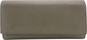 Celine Grayish Leather Long Wallet (Bi-Fold) (Pre-Owned)