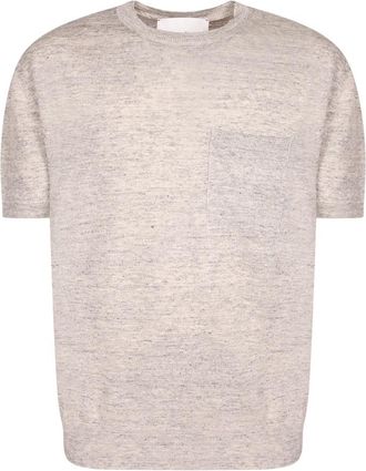 Amaranto Geribbelde T-shirt met korte mouwen - Heren - Ronde hals truien - Grijs - L - Truien & Vesten