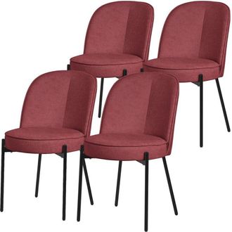 ML Design Ml-design Juego 4x Sillas De Comedor Rojas De Poli&eacute;ster Tapizado Con Patas De Metal Asiento Acolchado Con Respaldo Semi-redondo Dise&ntilde;o Atemporal Muebl