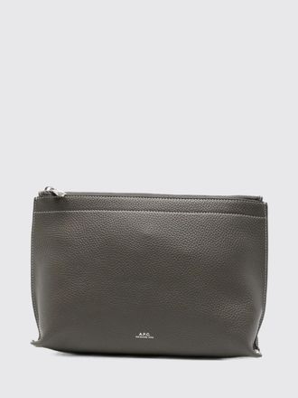 A.P.C. A. P.C. Clutch in pelle di vitello martellata con logo laminato