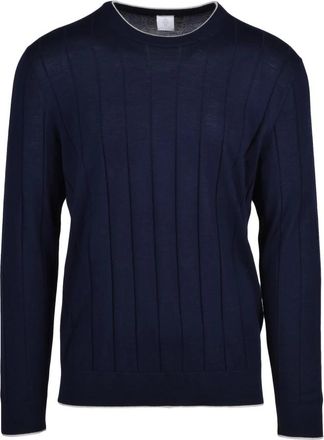 Eleventy Pullover Girocollo - Heren - Ronde hals truien - Blauw - 2XL - Wol - Truien & Vesten