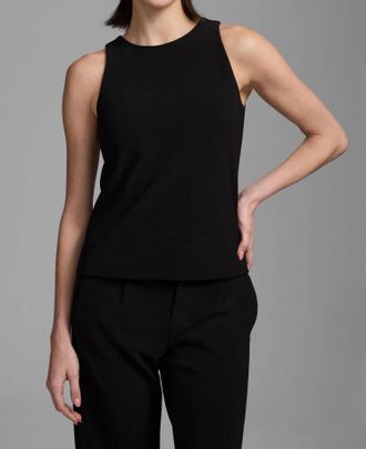 Nic+Zoe Knit Scuba High Neck Tank Top In Black