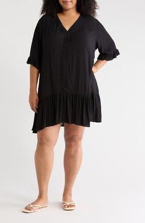 Boho Me Ruffle Cover-Up Dress in Black at Nordstrom Rack, Size 3X