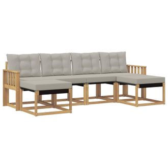 vidaXL Conjunto De Sof&aacute;s De Exterior 6 Pcs Blanco Y Gris Claro Vidaxl