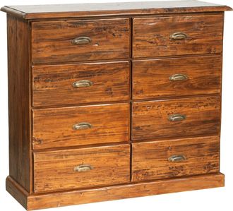 Biscottini International Cajonera De Estilo Country De Madera Maciza De Tilo Acabado Con Efecto Nogal 116x41x100 Cm