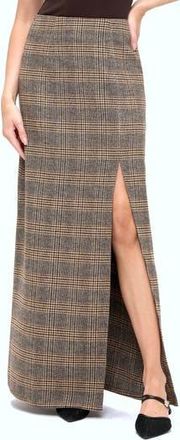 Ookie & Lala Plaid Front Slit Maxi Skirt in Mocha Plaid at Nordstrom Rack, Size X-Small