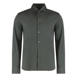 Moorer Sorrento Shirt - Heren - Casual Overhemden - Groen - M - Katoen - Overhemden