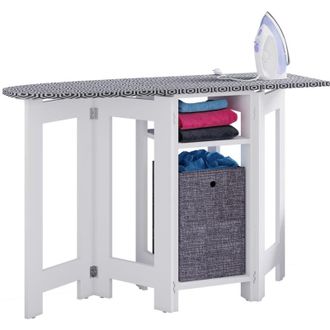 VCM Caja de cajones de madera Tabla de planchar Armario de planchado Dimensiones aprox. al. 75 x an. 112 x p. 37 cm - Bigalos (Blanco) - VCM