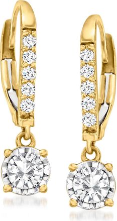 Ross-Simons Diamond Drop Earrings in 14kt Yellow Gold