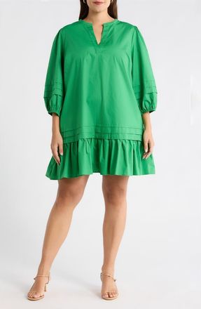 Sugarlips Velma Ruffle Cotton Shift Dress in Green at Nordstrom, Size 1 X