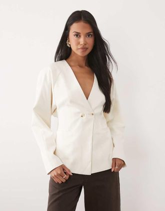 Asos Blazer sartoriale doppiopetto bianco con maniche ad ali di pipistrello
