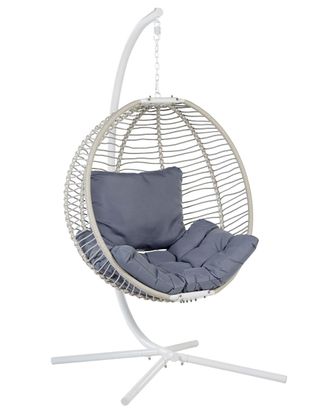 Beliani Silla colgante con soporte metal blanco