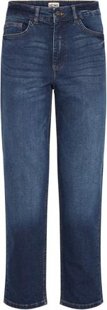 Ichi Donkerblauwe Cropped Jeans Straight Leg - Dames - Regular Fit Jeans - Blauw - W34 - Katoen - Jeans