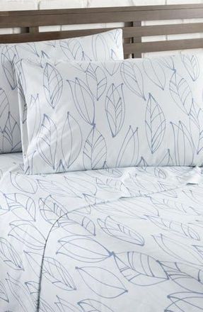 Southshore Fine Linens Premium Collection Ultra Soft Botanical Forest Sheet Set in Modern Foliage White/blue at Nordstrom Rack, Size Twin X-Long