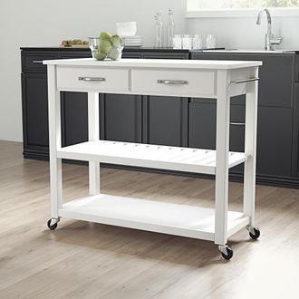 Crosley Furniture Stone Top Kitchen Prep Cart White/White