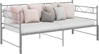 vidaXL Vidaxl - Estructura Sof&aacute; Cama Extra&iacute;ble Sin Colch&oacute;n Metal Gris 90x200 Cm