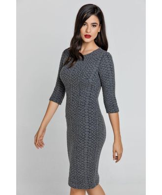 M&oacute;veis Conquista Womens Dark Grey Jacquard Dress By - Size EU 40 (Womens)