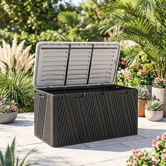 STILVORA 380L Outdoor Storage Box with Lockable Lid in Black