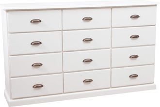 Biscottini International Cajonera De Estilo Country De Madera Maciza De Tilo Acabado Con Efecto Blanco Envejecido 170x40x100 Cm