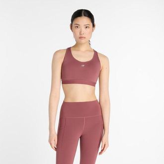 New Balance Donna NB Essential Run Bra in Rosa, Maglia di Poliestere, Taglia L