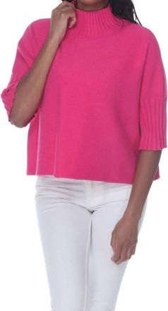 Rain + Rose Natasha Classic Knit Sweater Top In Fuchsia