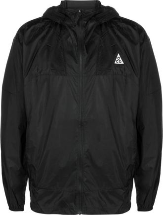 Nike Wind Jackets, male, Black, Size: XL Logo-Embroidered Windbreaker