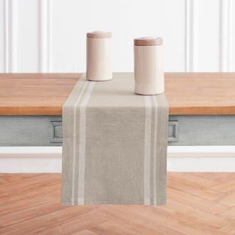 Solino Home Linen Table Runner for Dining Table, Holiday and Everyday Table Decor - French Stripe in White And Natural at Nordstrom, Size Xx-Small