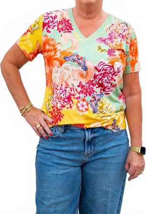 Johnny Was The Janie Favorite Short Sleeve V-Neck Tee In Charlie