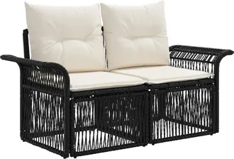 vidaXL Sof&aacute; De Jard&iacute;n 2-n&uacute;mero De Plazas Negro Rat&aacute;n Sint&eacute;tico Vidaxl