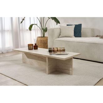 Dmora Mesa De Centro Marmorito, Forma Rectangular, Tapa De Madera Nobilitada, Color Blanco, 120x45x30h Cm Blanco M&aacute;rmol