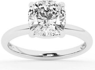 Grown Brilliance Lab Grown Diamond Engagement Ring in 10K White Gold, 3 Carat Cushion Cut Solitaire, Ring Size 7