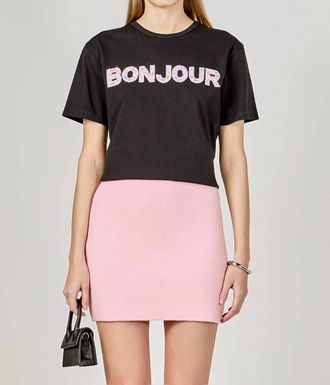 endless rose Bonjour Sequins Embroidered Patch Top In Pink