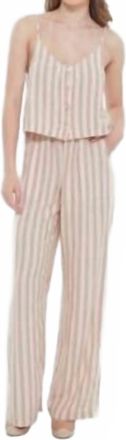 Dex Clothing Striped Wide Leg Pants In Taupe