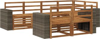 vidaXL Conjunto De Sof&aacute;s De Exterior 7 Uds. Natural Poli&eacute;ster Vidaxl