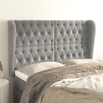 vidaXL Cabecero Con Orejas De Terciopelo Gris Claro 163x23x118/128 Cm Vidaxl