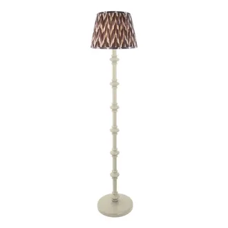 Netlighting Carnaby Almond White Floor Lamp Grey Fabric Zigzag Shade 35cm B22