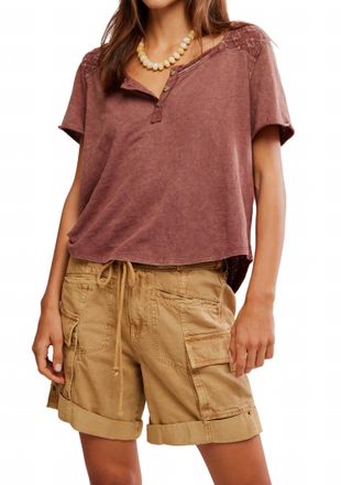 Free People Heirloom Henley Top In Canyon Sunset