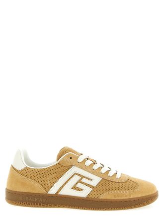 Balmain Beige Calfskin Low Top Womens Sneakers