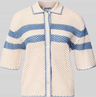 Jake*s Casual Cardigan mit Polokragen und 1/2-Arm in Beige, Gr&ouml;&szlig;e XXL