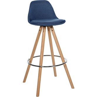 Clp Clp - Taburete De Bar Corbin De Tela Con Base De 4 Patas Redondas Azul Natural