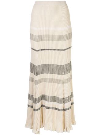 Proenza Schouler zig zag stripe knitted skirt - women - Polyamide/Viscose/Other fibres - M - White