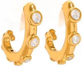 Girls Crew Tentacle Cubic Zirconia Hoop Earrings in Gold at Nordstrom