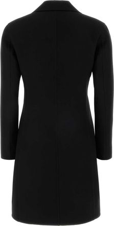 Jil Sander Womens Virgin Wool Twill Coat Black Silk