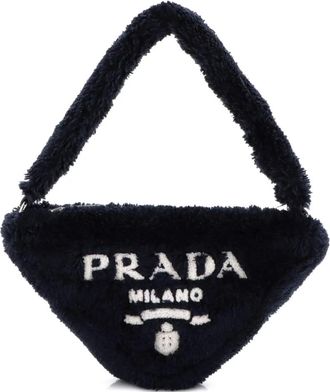 Prada Triangle Top Handle Pouch Bag Terry Cloth Mini shoulder bag - Zwart