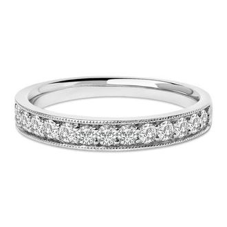 House of Brilliance 14K Gold 1/2 Cttw Round Diamond Milgrain Wedding Band in White at Nordstrom, Size 6.5